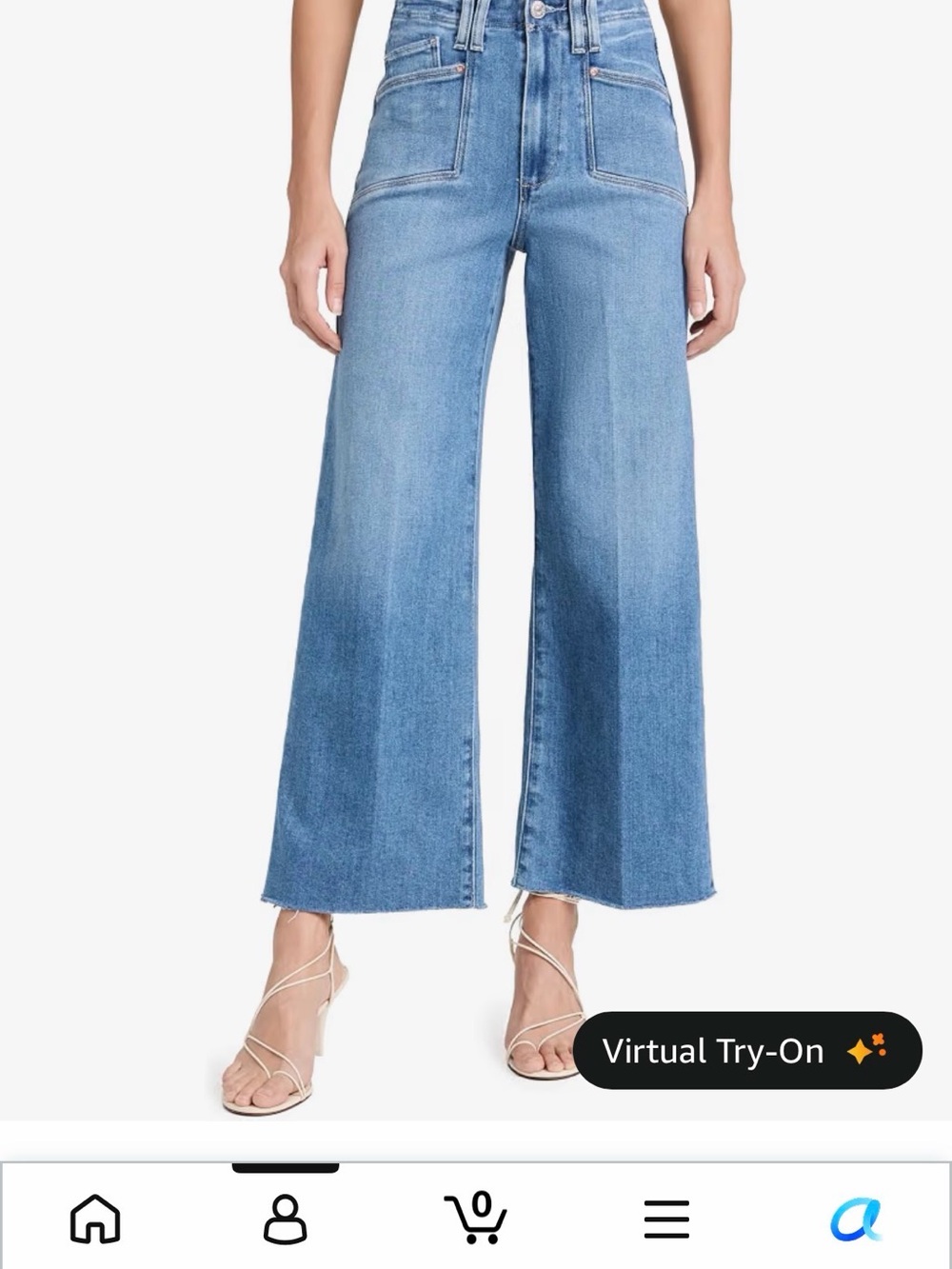 PAIGE Wide-Leg High-Rise Jeans — Light Blue Denim